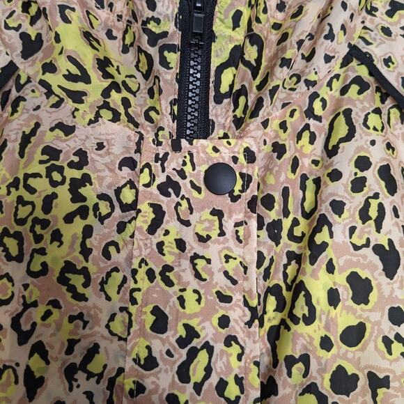Elodie Tan Leopard Print Windbreaker Jacket Hooded Pockets Full Zip Size M - Picture 7 of 11